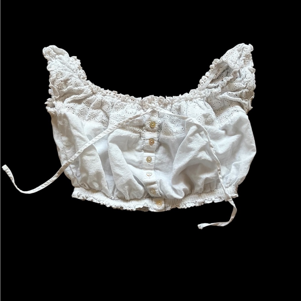 White Lil Cotton Crop Top - Picture 6 of 7